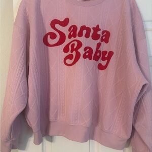 Grayson Threads Cozy Pink and Red Crew Neck Sweater